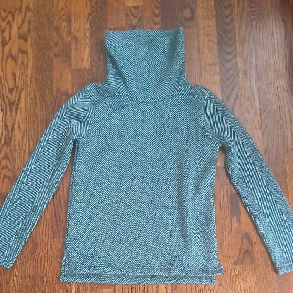 J. Crew Teal Herringbone Cowl Neck Sweater